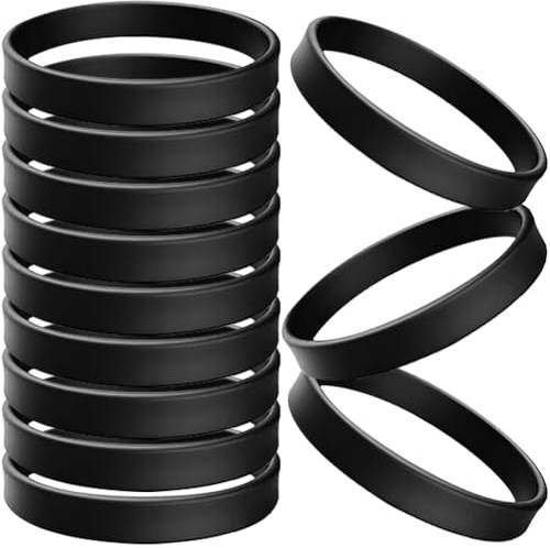 CREATCABIN 12 Stück Silikonarmbänder Sportarmbänder Armband Für Erwachsene Elastisches Kollokationsarmband Für Events Partys Clubs Spiele Gesangskonzerte Wettbewerbe Damen Und Herren 6x6cm Schwarz