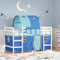 Tidyard Kinderhochbett,Hochbett Komplettset mit Tunnel Vorhängen,Spielbett Bett für Kinder Kinderbett Etagenbett Stockbett mit Tunnel Blau 80x200 cm Massivholz Kiefer