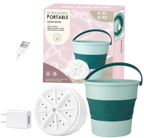 Eventerde Mini-laveuse - Lave-linge portable pliable d'une capacité de 10 L,Petite laveuse de nettoyage à ultrasons pour vêtements d', caravane, dortoir