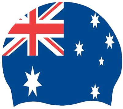 Gorro De Baño Unisex - Bandera De Australia Gorro De Baño De Silicona para Mujeres Hombres Adultos Gorro De Baño Elástico De Silicona Resistente Al Agua para Playa Piscina Australia Talla Única