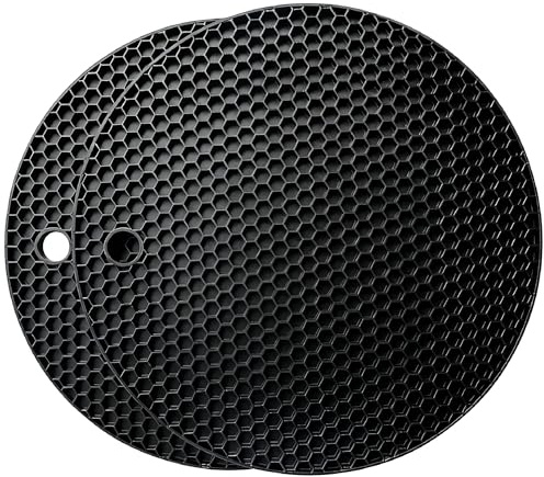 Silikon-Unterteller, 18 cm, Wärmebeständig, mit Aufhängerloch, 2er Set (Black)
