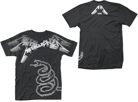 Metallica Herren Black Album Faded Allover T-Shirt Schwarz | Offizielles Lizenzprodukt, Schwarz, Mittel
