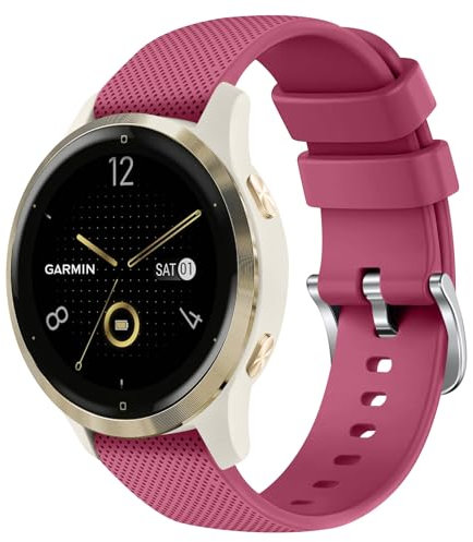 ZGCE Correa para Garmin Venu 2S / Venu 3S / Vivomove 3S / Vivoactive 4S, 18mm Correa deportiva de silicona para Fossil Woman Gen 6 / Fossil Woman Gen 5E, Burdeos
