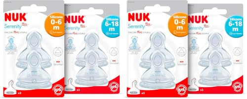 NUK Tétines Silicone Taille 0-6 mois Lait épaissi - Taille L - Pack de 2 (Lot de 2)