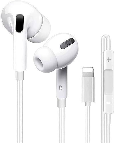 ROOSTON Cuffie per iPhone, Auricolari con filo Controllo del volume e del microfono, Cuffie Compatibile con iPhone 14/14 Pro/13/13Pro/12/12 Pro/SE/11/11Pro Max/XS Max/X/XR/8/7Plus (BIANCO)