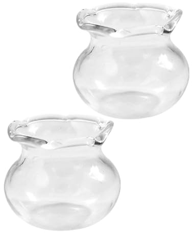 Hemobllo 2pcs Mini Glass Fish Bowls Fish Tank Decorations for Home Office Decor