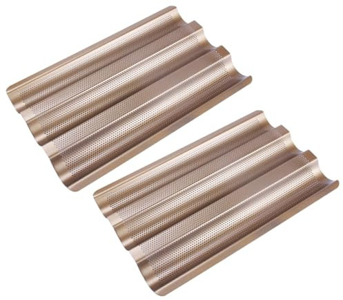 VALICLUD 2Pièces Moule à Antiadhésif Inoxydable de Plaques pour Cuisson de Baguettes pour Boulangerie Maison