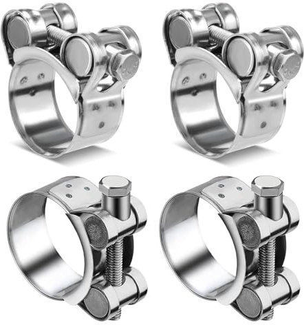 Morsetti per Tubature, Gamma di Morsetti da 60 a63 mm, 4 pezzi Collare Stringitubo a Bullone, Fascetta di Scarico in Acciaio Inox, Universale Morsetto Stringitubo, per Tubi Benzina, Motocicli