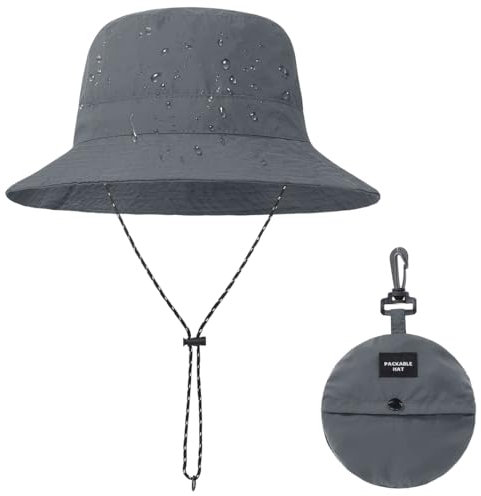 ZKGYUS Bob d'été unisexe imperméable et coupe-vent avec cordon de serrage, idéal pour la marche sur la plage et l'escalade, gris foncé