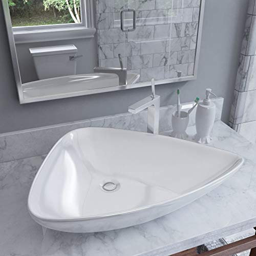 Lavabo, Snsowed Lavabo Sobre Encimera, Lavabo Baño, Muebles De Baño, Mueble Lavabo, de cerámica triangular blanco 645x455x115 mm