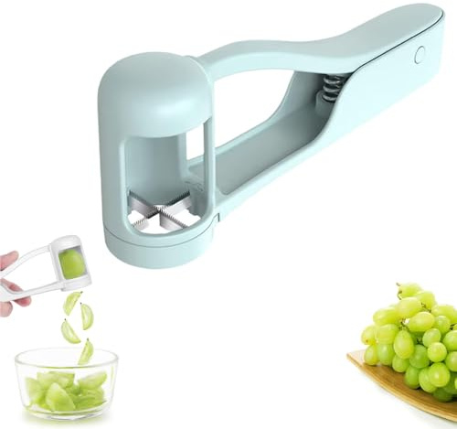 Grape Cutter for Toddlers, Safe Stainless Steel Fruit Slicer for Quartering Grapes, Tomatoes, Cherries, Baby Led Weaning Essential Kitchen Gadget, Easy to Clean and Portable