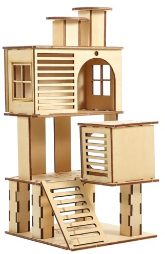 Toyvian Hamster Holzspielplatz Haustier Trainingshaus Plattform Robustes Naturholz Hamsterspielplatz Kleintierversteck Für Hamster Zwerghamster Kleine Igel