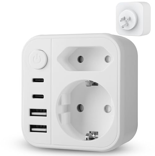 6-in-1 USA Adapter Steckdose,GeeRic Adapter USA Deutschland Stecker, Netzadapter Typ B,EU to Amerika Steckdose mit Schalter, Steckdosenadapter Reisestecker Stromadapter für Kanada Mexiko