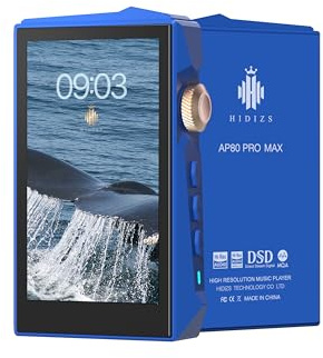 Hidizs AP80 Pro Max Lecteur MP3 Bluetooth, Hi-Res Streaming DLNA & AirPlay WiFi 2,4G, Double Puce DAC ESS9219C Baladeur Audiophile, Décodeur MQA 16X et Natif DSD256 & 32bit/384kHz PCM, Blue