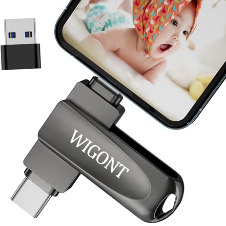 【sans l'application】 WIGONT Cle USB 256 Go, 3 en 1 Cle lphone pour Stocker Plus de Photos et de Vidéos. Clé USB lphone pour i0S/Android/PC, avec Adaptateur USB Séparé.