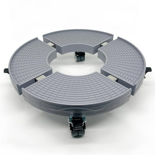 Cia&Co Base Ronde avec roulettes pour Bouteille de Gaz et Pot de Fleur – Support Réglable 38–50 cm Jusqu’à 300 kg – Plateau Mobile 4 Roues 360° avec Frein (Support + 4 roulettes)