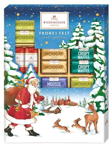 Niederegger | Meister-Selektion »Weihnachten« | 1x 300g | Auswahl an beliebten Marzipan Klassikern, Nougat-Happen & leckeren Pralinen-Kreationen | Geschenk zu Weihnachten
