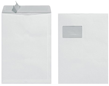Herlitz Versandtasche C4 90 g Haftklebend mit Fenster, 25 Stück mit Innendruck in Folienpackung, eingeschweißt, weiß (25 Stück)