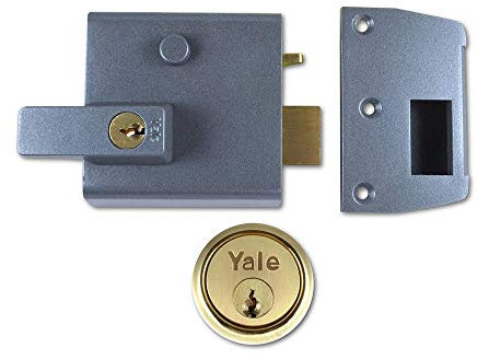 Yale B-1-DMG-PB-60 - Double Locking Nightlatch - 60mm - Dark Metallic / Polished Brass Finish High Security can be locked from inside with key