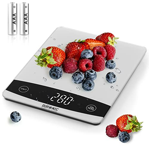 Duronic KS1009 Bilancia da cucina - Bilancia ad alta precisione con display digitale - Portata 1g / 10 kg - Piattaforma in vetro - Funzione Tara - Ideale per cucina e pasticceria