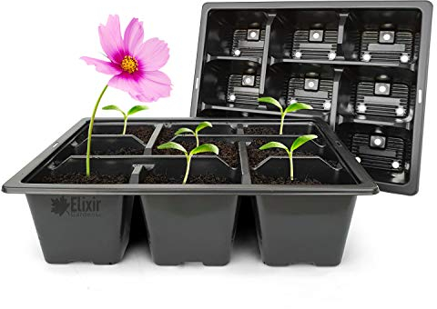 Elixir Gardens 50 x 9 cell Reusable Seedling Germination Starter Bedding Plant Pack Inserts for Half Size Trays Propagator