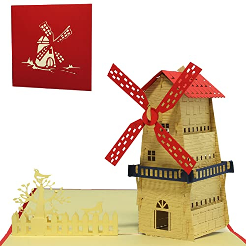LINPOPUP®, Pop Up 3D Karte, Geburtstagskarte, Glückwunschkarte, Mühle, LIN17124, N185