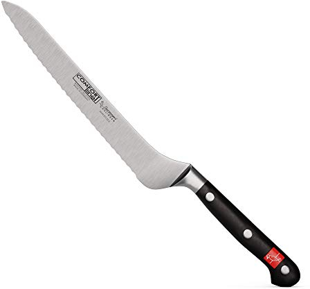 Burgvogel Solingen Comfort Line scharfes Brotmesser geschmiedet 20 cm, rostfrei, spülmaschinenfest, genietet, schwarz, hochwertig, 8 = 20 cm, 6440.911.20.2