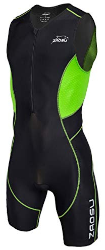 ZAOSU Herren Trisuit Z-Revolution | Triathlonanzug Einteiler mit leichtem Sitzpolster für den Wettkampf und das Training, Farbe:schwarz/grün, Größe:XXL