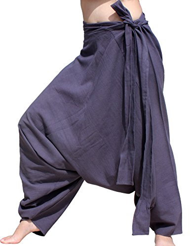 raanpahmuang Marke Dick amphoe Muang Baumwolle Seite Krawatte Aladdin Baggy Mao Hose Gr. Large, Cool Gray