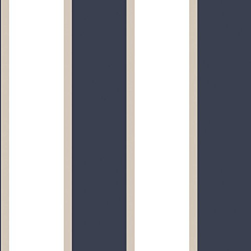Galerie G67550 Smart Stripes 2, Tri-Colour Wide Stripes Design Wallpaper, Navy/White/Taupe, 10m x 53cm