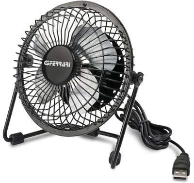 G3 Ferrari G50039 Amico Mini Ventilatore da scrivania USB, Motore silenzioso, Griglia di protezione, Alimentazione USB, Nero