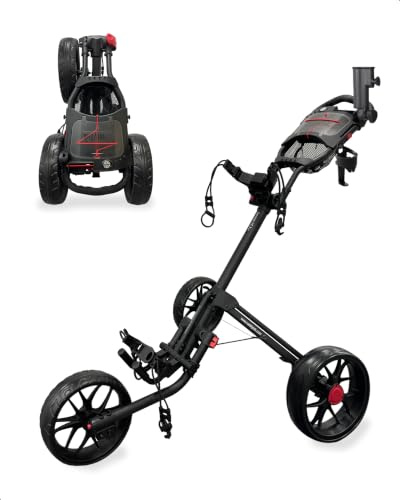 CaddyTek CaddyLite 15.3 Version 2 Golf Push Cart, Handwagen, Deluxe, Vierfach-Faltmechanismus, leicht, 3-Rad-Design, schnell zusammenklappbar für einfachen Transport