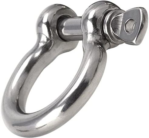 OPIOL QUALITY® Schäkel Geschweift Form Ø 16mm aus Edelstahl A4 V4A (2 Stück) Rundschäkel Verbinder Drehschäkel D-Schäkel Augenbolzen Drahtseil Seil Boot Säurebeständig