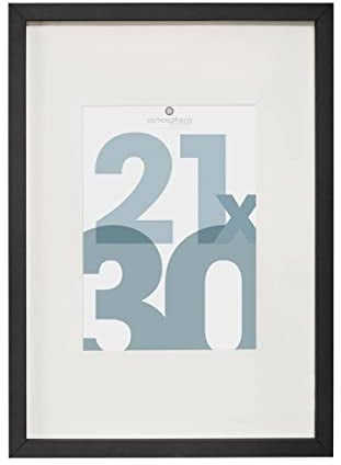 Atmosphera - Cadre Photo Manu Noir 21x30 cm, Avec Passe-Partout 12x17 cm, À Poser ou Suspendre - Pour Décoration Murale, Salon, Bureau