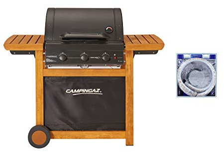 Campingaz Barbecue Gaz Adelaide 3 Woody L, 3 Brûleurs BBQ Gaz + Campingaz Tuyau Souple à Visser de 1.25m pour Barbecue à Gaz