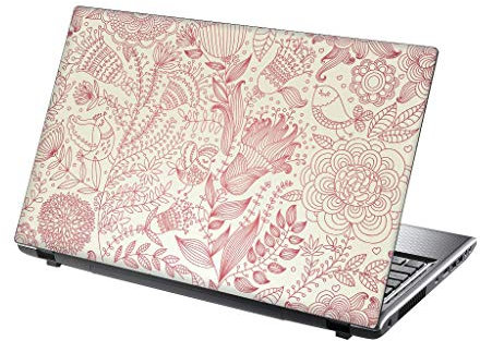 TaylorHe 13-14 inch Laptop Skin Vinyl Decal with Colorful Patterns and Leather Effect Laminate MADE IN BRITAIN Pink Flowers Birds