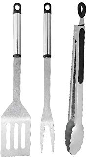 HI Grillbesteck, Edelstahl, Wender, Gabel & Zange, 3-teilig (1 Set)