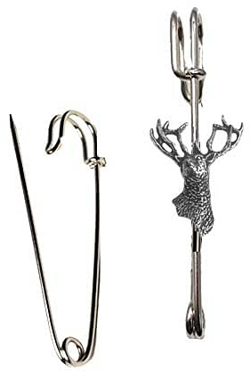 C35 Broche à kilt Motif cerf en étain sur une broche de 7,6 cm