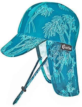 weVSwe - Gorro para El Sol para Bebé con Correa para La Barbilla Protección UV UPF 50+ Gorra con Solapa De ala Ancha para Niñas Y Niños Vacaciones En La Playa Hojas Azules De 6-12 Meses