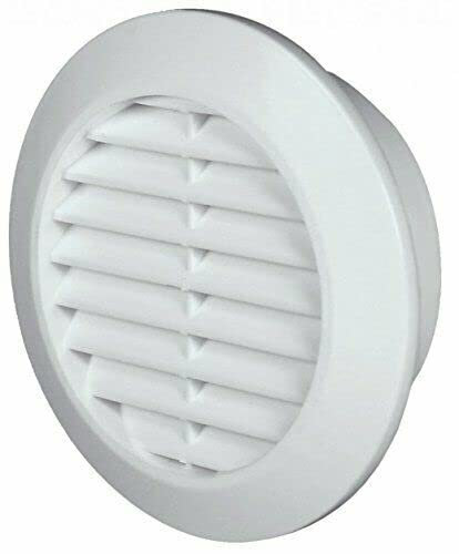 White Air Vent Grille - 60mm - with Flange and Fly Screen - Duct Cover.