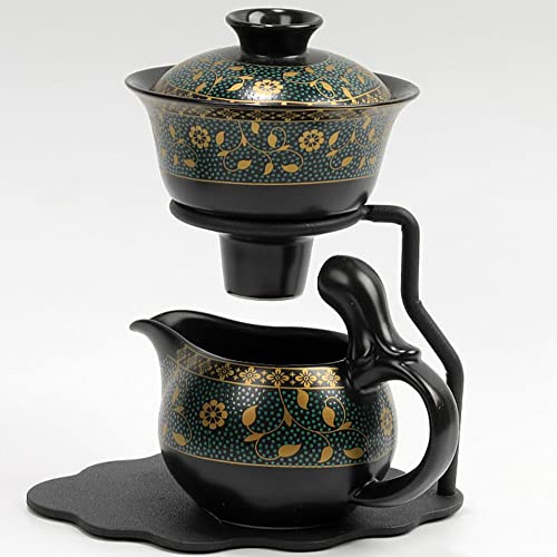 XIALON Service à thé chinois en céramique semi-automatique avec théière et tasse à thé magnétique