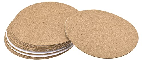 sourcing map 12Stk. 100mm(3,94) Rund Untersetzer 1mm dick Kork Tasse Matte selbstklebend Pad