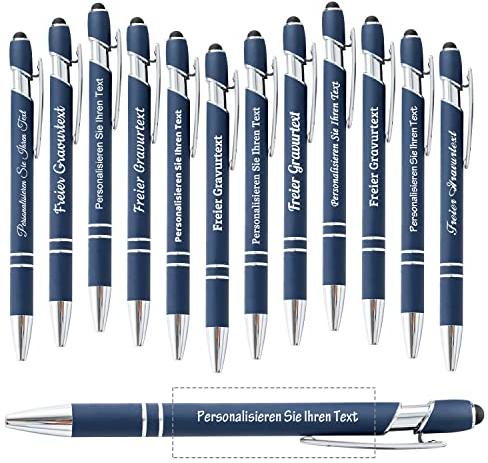 Brocade Creek 12 Stück personalisierter Kugelschreiber mit Namen, weicher schwarzer Kugelschreiber, idealer Stift für Studium, Büro, glattes Schreiben, mittelgroßer schwarzer Tintenstift