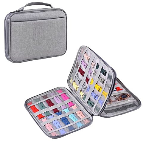 ZFZGFRCS Caja de almacenamiento para correa de reloj, bolsa organizadora de correa de reloj y soporte de almacenamiento para correas de reloj, funda de transporte compatible con 35 correas de reloj y