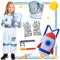 vamei Astronaut Kostüm Kinder mit Weltraum Astronauten Overall Uniform Helm Handschuhe Raketen Rucksack Halloween Karneval Kostüm für Mädchen Jungen (L, 7-9 Jahre)