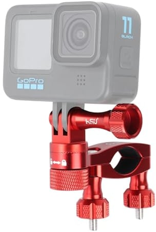 HSU Aluminum Bicycle Handlebar Mount Compatible for Gopro Hero 13/12/11/10/9/8/7/6/5/4/3 and Other Action Camera, 360 Degrees Rotary Mountain Bike Mount(Red)