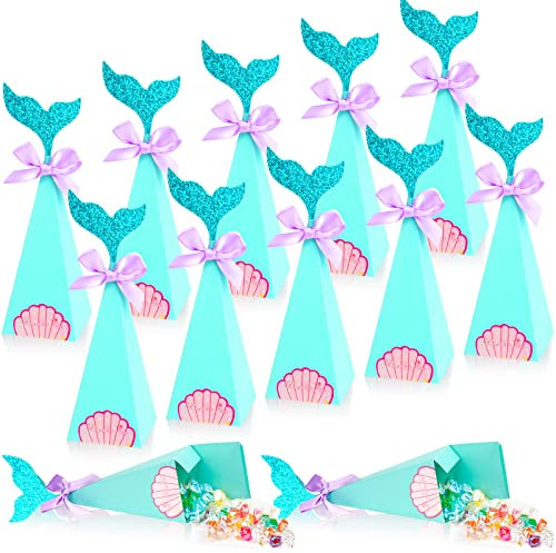Confezione da 20 Scatole Regalo Festa a Sirena Fai da te Sacchetti Caramelle Compleanno Bambini Accessori per Matrimoni, Decorazioni
