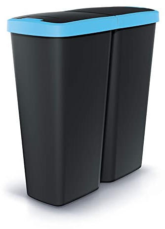 KEDEN Poubelle avec 2 couvercles indépendants 50L Compacta Q duo 54x24x56 cm