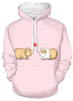 WELLFLYHOM Damen College Sweatshirts und Hoodies mit Tasche Langarm Pullover, Meerschweinchen, L