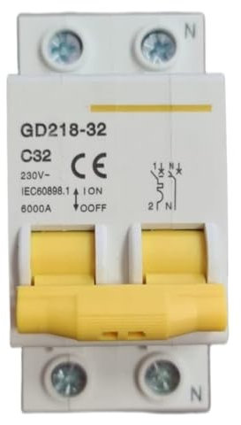 VIDOELETTRONICA® Interrupteur magnétothermique série GD218-20 (bipolaire 2 modules 1P+N, 230Vac-20A) (20a)